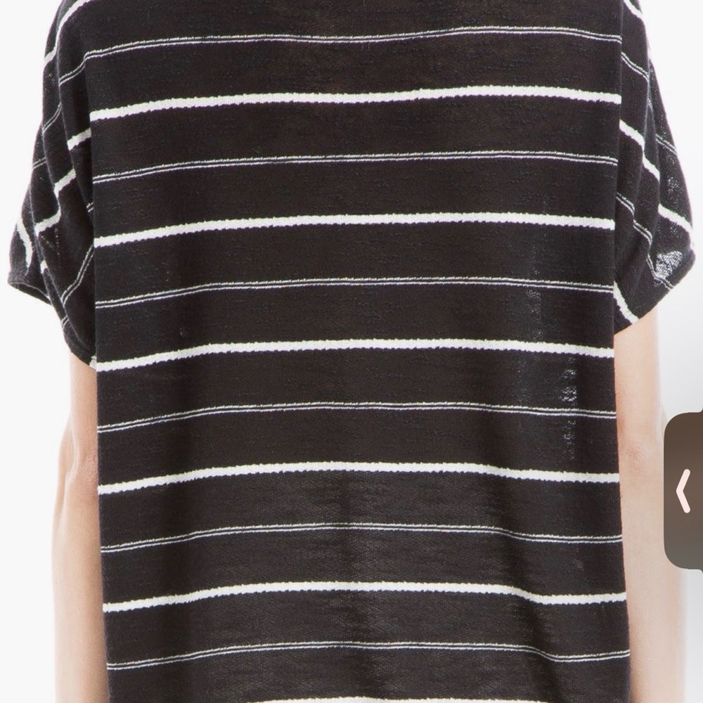 Max Studio Black & White Striped Short Sleeve Tee - Picture 4 of 6